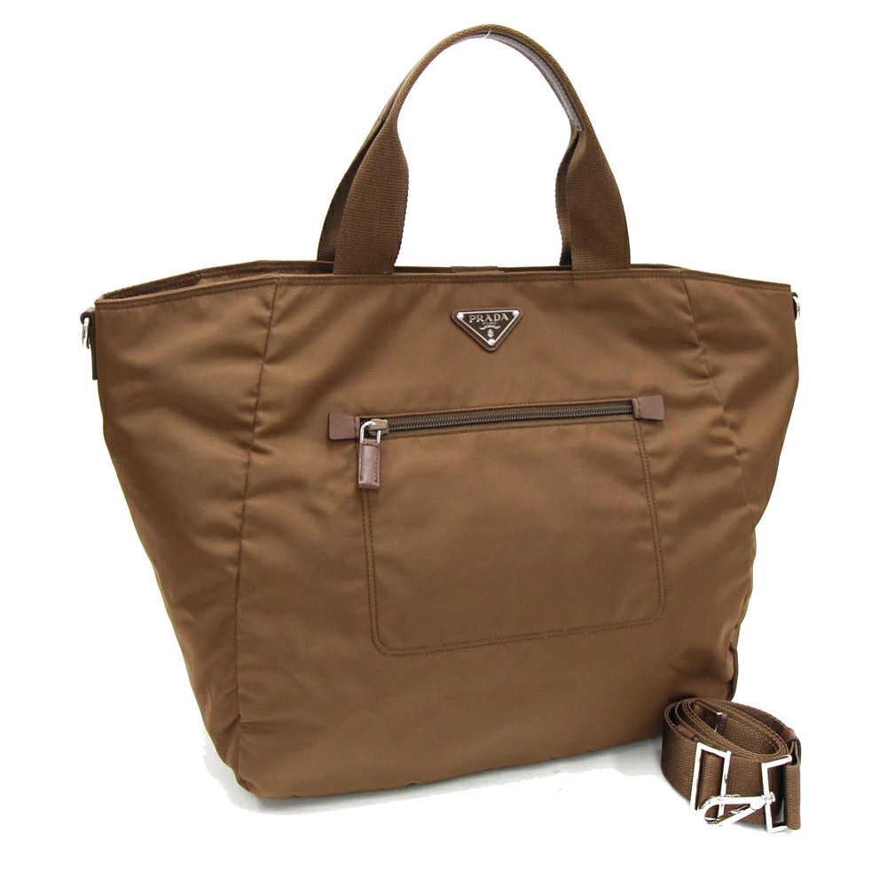 Prada Handbag Brown Leather Shoulder Bag Crossbody Triangle